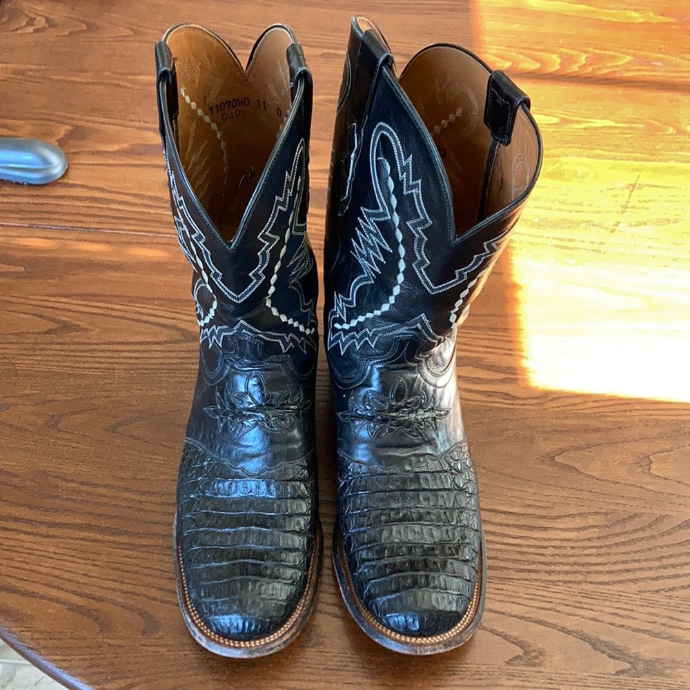Lucchese Black Caiman Skin boots Size 11D